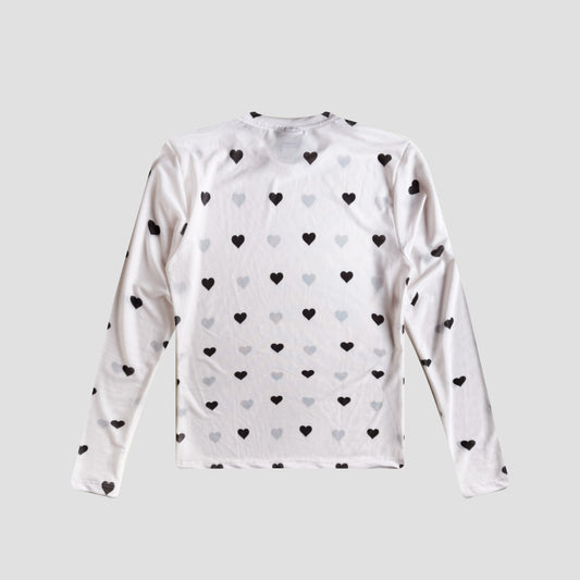 MESH MARFIL CORAZONES NEGROS