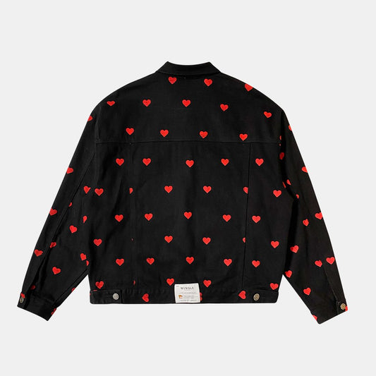 CHAQUETA NEGRA CORAZONES