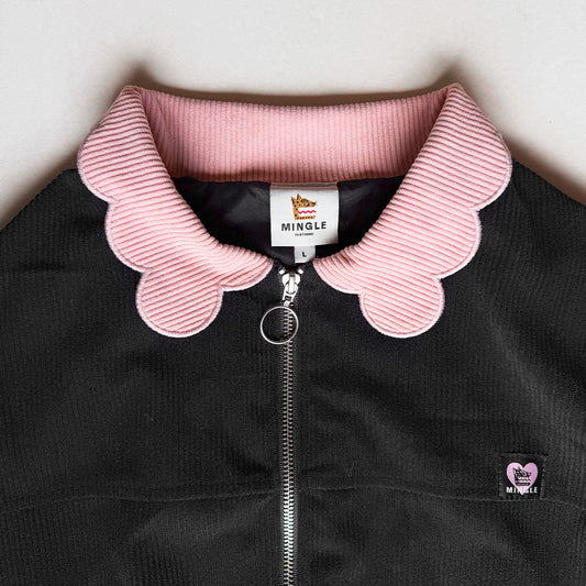 CHAQUETA BOMBER CORDUROY NEGRO-ROSA
