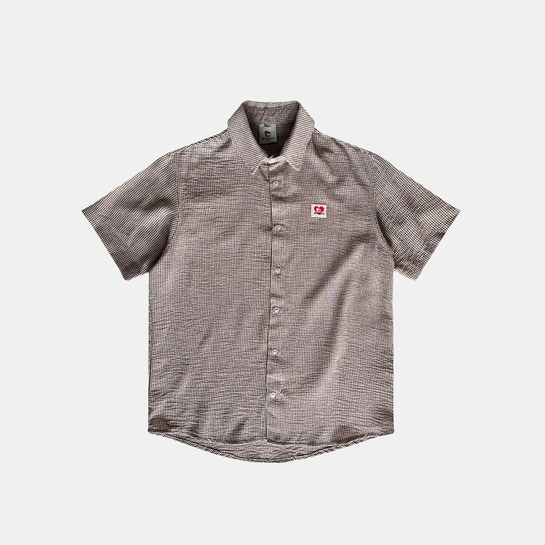 CAMISA MINI CUADROS TAUPE