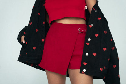 FALDA SHORT CORDUROY VINO