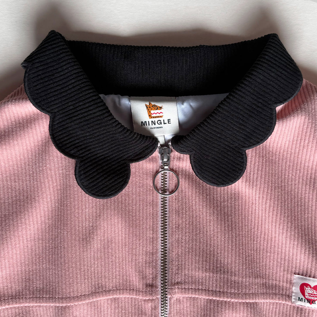 CHAQUETA BOMBER CORDUROY ROSA-NEGRO