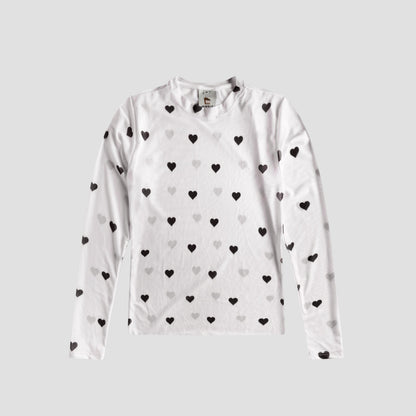 MESH MARFIL CORAZONES NEGROS