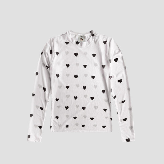 MESH MARFIL CORAZONES NEGROS