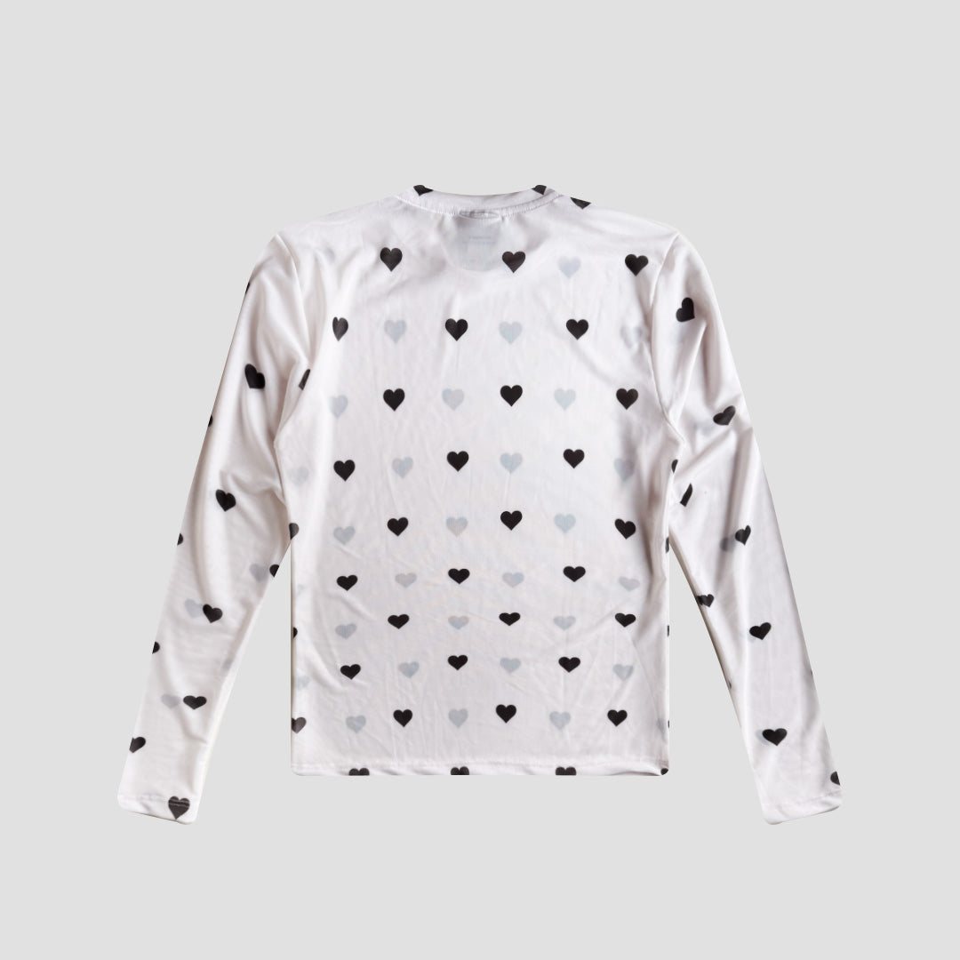 MESH MARFIL CORAZONES NEGROS