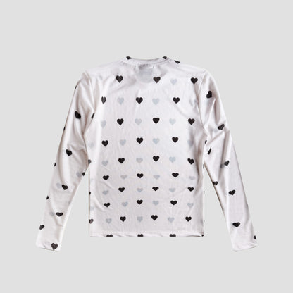 MESH MARFIL CORAZONES NEGROS