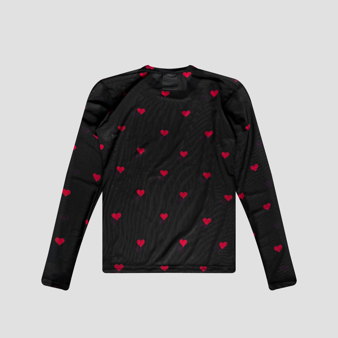 MESH CORAZONES ROJOS NEGRO