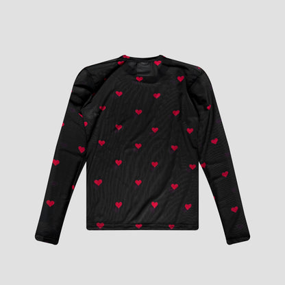 MESH CORAZONES ROJOS NEGRO
