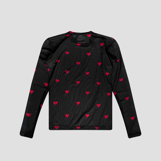 MESH CORAZONES ROJOS NEGRO