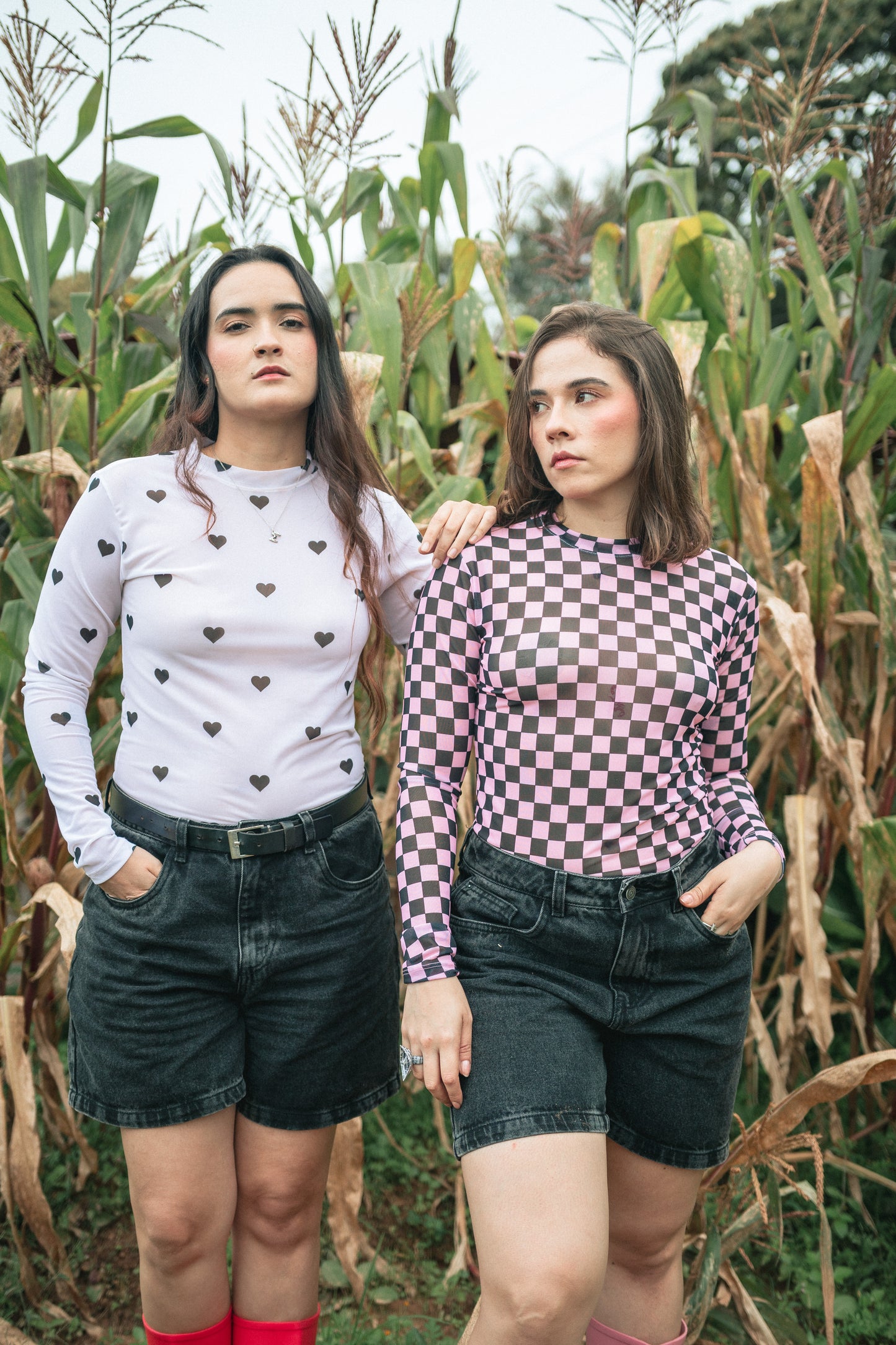 MESH CUADROS ROSADO NEGRO