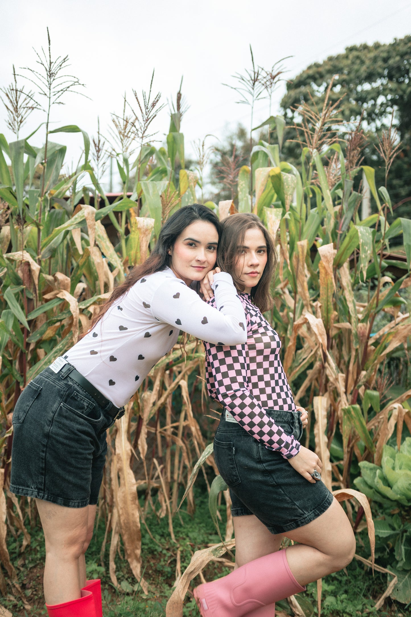 MESH MARFIL CORAZONES NEGROS