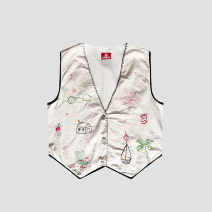 CHALECO MARFIL BORDADO