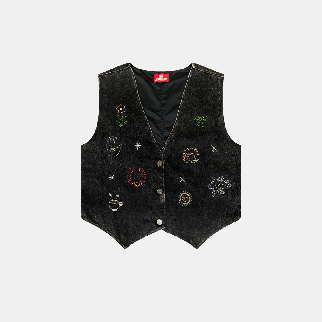 CHALECO NEGRO BORDADO
