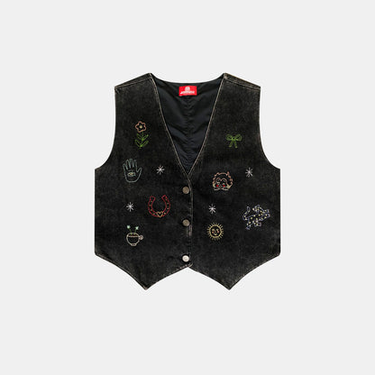 CHALECO NEGRO BORDADO