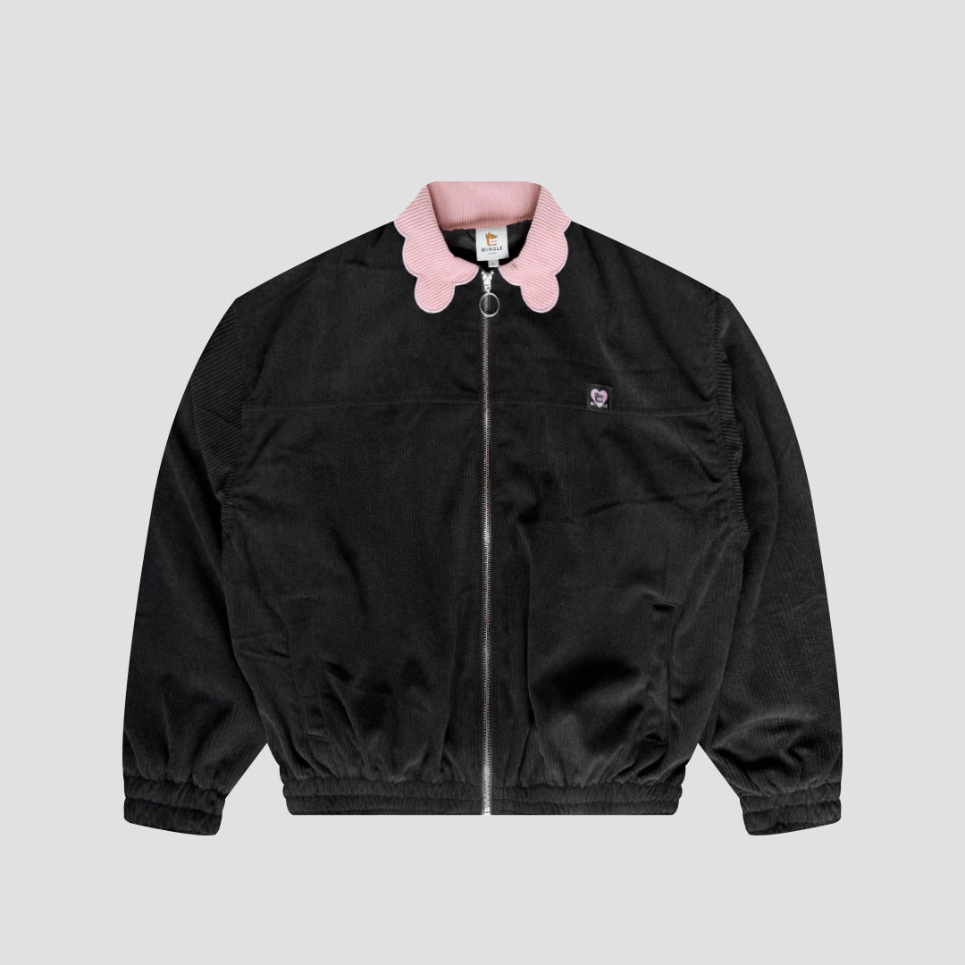 CHAQUETA BOMBER CORDUROY NEGRO-ROSA