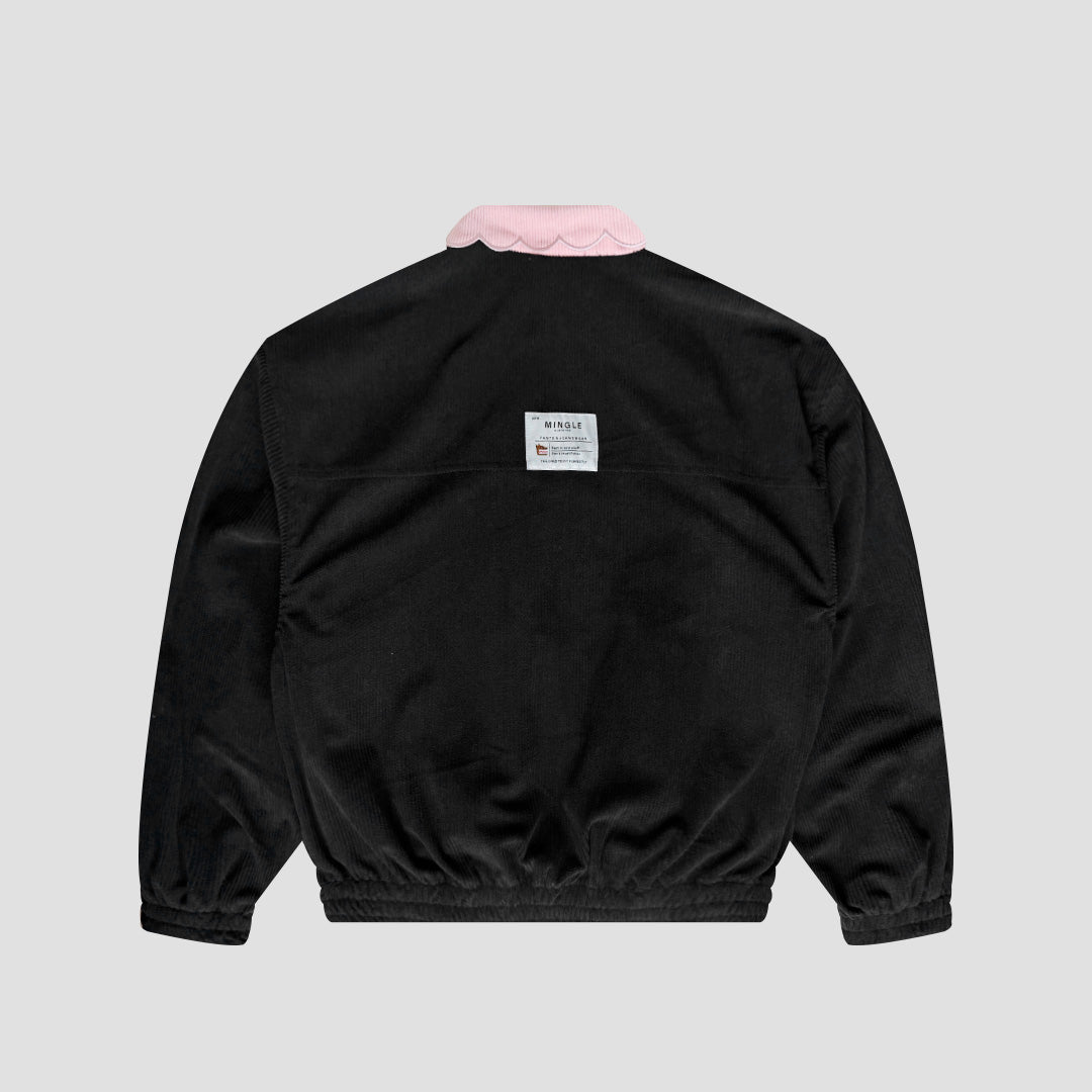 CHAQUETA BOMBER CORDUROY NEGRO-ROSA