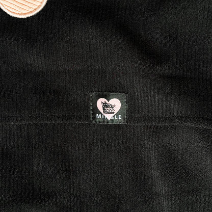 CHAQUETA BOMBER CORDUROY NEGRO-ROSA