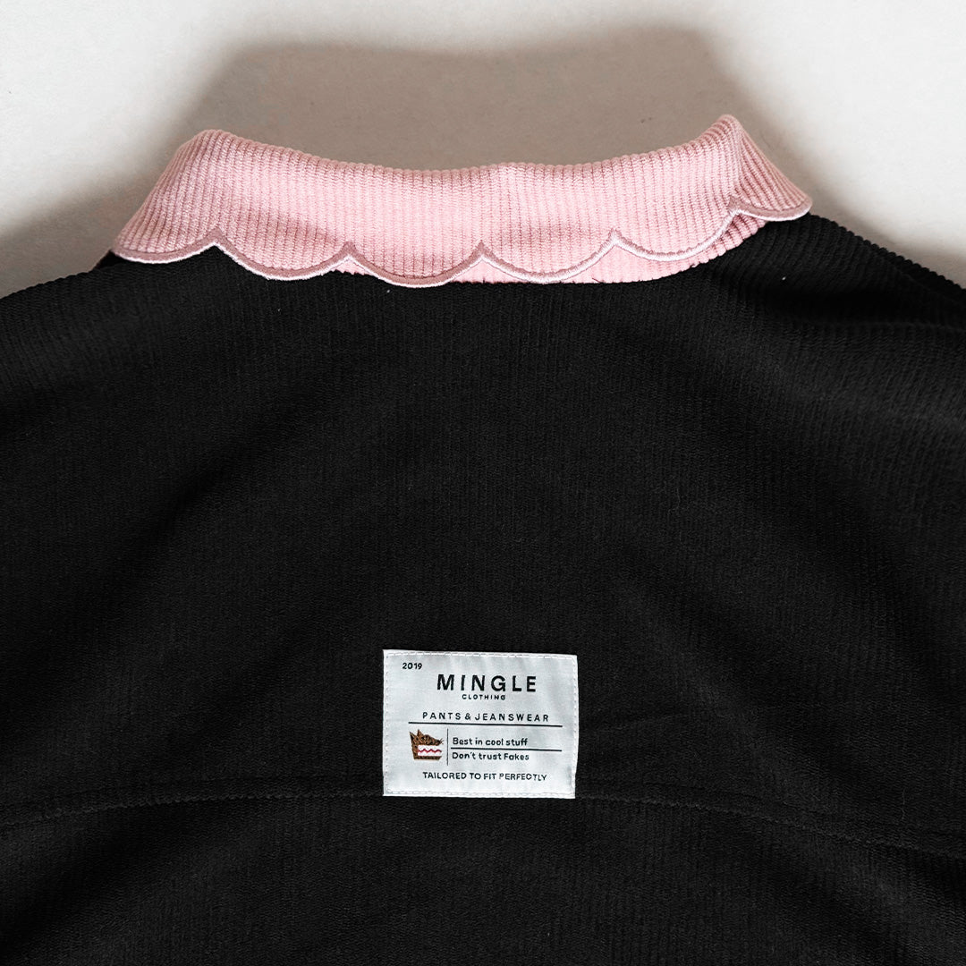 CHAQUETA BOMBER CORDUROY NEGRO-ROSA
