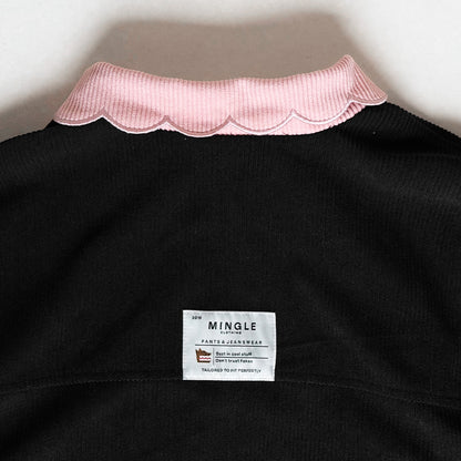 CHAQUETA BOMBER CORDUROY NEGRO-ROSA