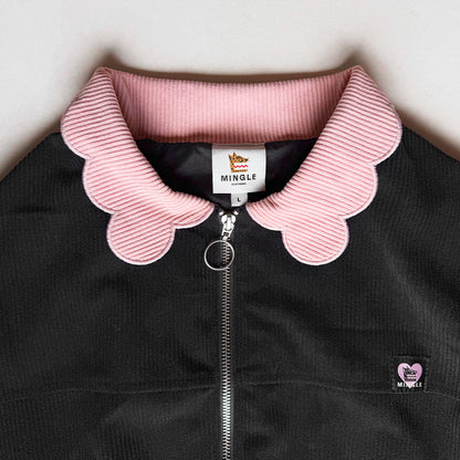 CHAQUETA BOMBER CORDUROY NEGRO-ROSA
