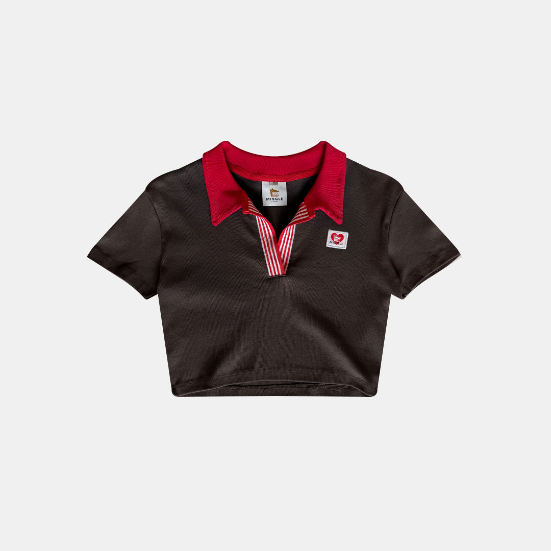 CROPTOP POLO RIB CAFÉ