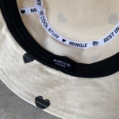 BUCKET HAT MARFIL CORAZONES NEGROS
